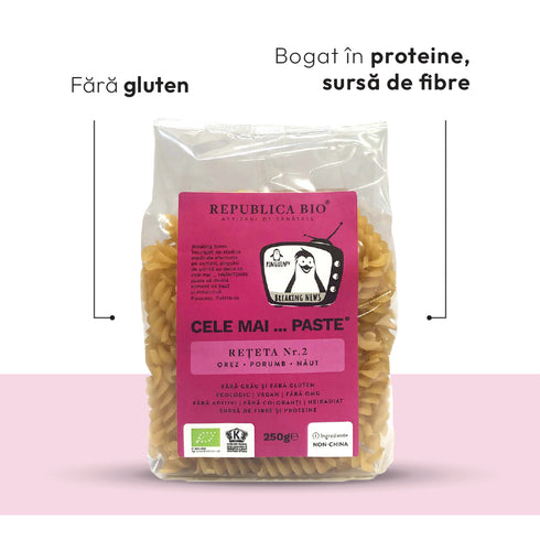 Mega Pack Cele mai…PASTE Reteta 2 Orez Porumb Naut, fara gluten, ecologic, Republica BIO, 250g