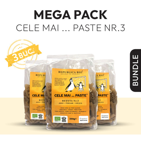 Mega Pack Cele mai…PASTE Reteta 3 Orez Porumb Hrisca, fara gluten, ecologic, Republica BIO, 250g
