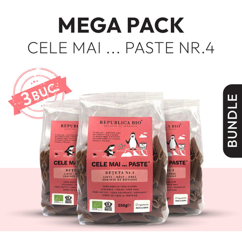 Mega Pack Cele mai…PASTE Reteta 4 Linte Naut Orez Seminte Dovleac, fara gluten, ecologic, Republica BIO, 250g