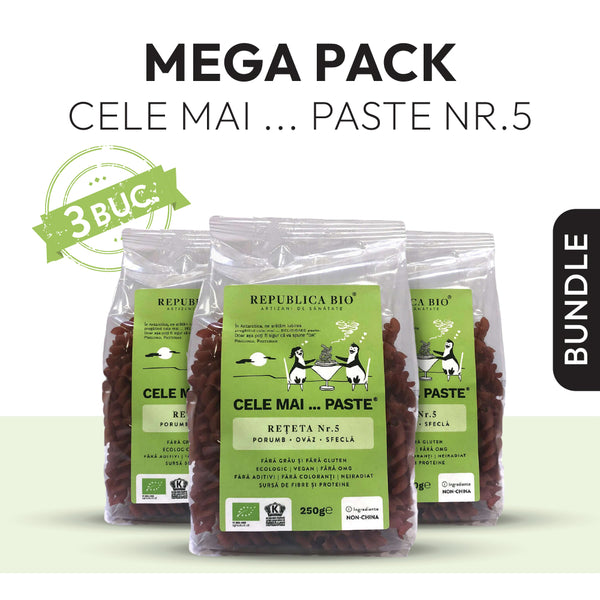 Mega Pack Cele mai…PASTE Reteta 5 Porumb Ovaz Sfecla, fara gluten, ecologic, Republica BIO, 250g