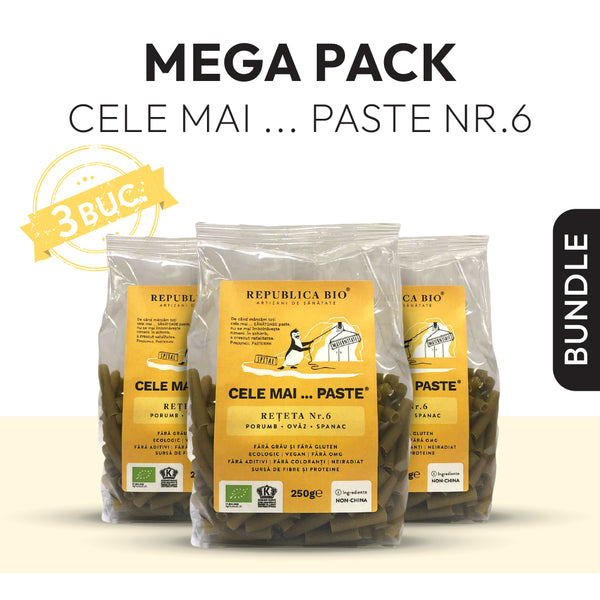 Mega Pack Cele mai…PASTE Reteta 6 Porumb Ovaz Spanac, fara gluten, ecologic, Republica BIO, 250g