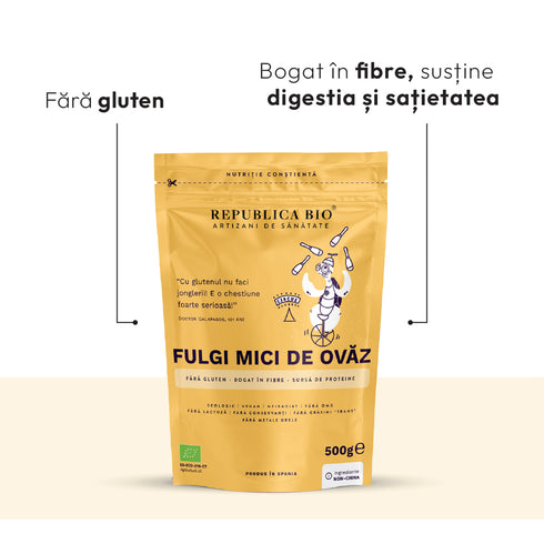 Mega Pack Fulgi mici de ovaz fara gluten ecologici Republica BIO, 500 g