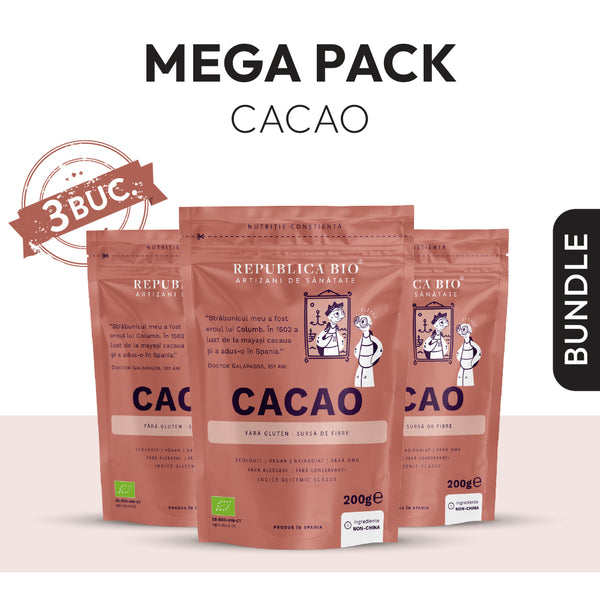 Mega Pack Cacao, pulbere ecologica pura Republica BIO, Pachet Promotional