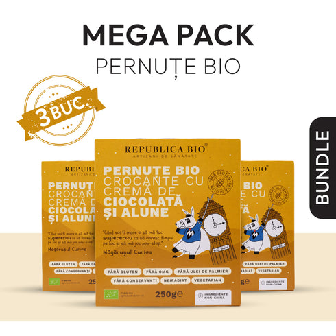 Mega Pack Pernute Bio crocante cu crema de ciocolata si alune FARA GLUTEN Republica BIO, bio, 250 g