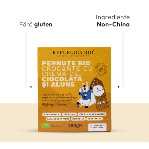 Mega Pack Pernute Bio crocante cu crema de ciocolata si alune FARA GLUTEN Republica BIO, bio, 250 g
