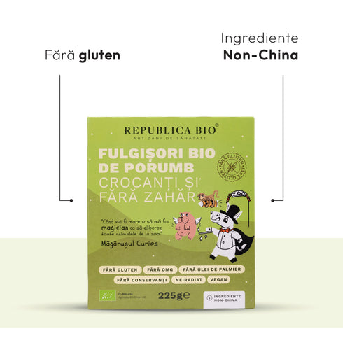 Mega Pack Fulgisori Bio de porumb crocanti si fara zahar FARA GLUTEN Republica BIO, bio, 225 g