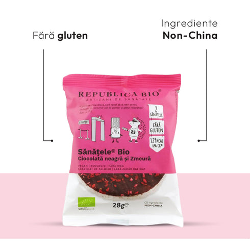 Mega Pack SANATELE BIO Ciocolata neagra si Zmeura, ecologic, fara gluten, 28g