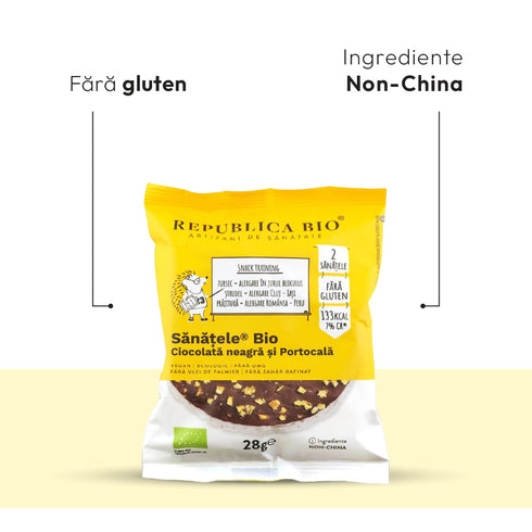 Mega Pack SANATELE BIO Ciocolata neagra si Portocala, ecologic, fara gluten, 28g