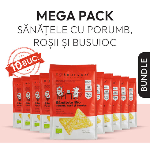 Mega Pack SANATELE BIO Porumb, Rosii si Busuioc, ecologic, fara gluten, 40g