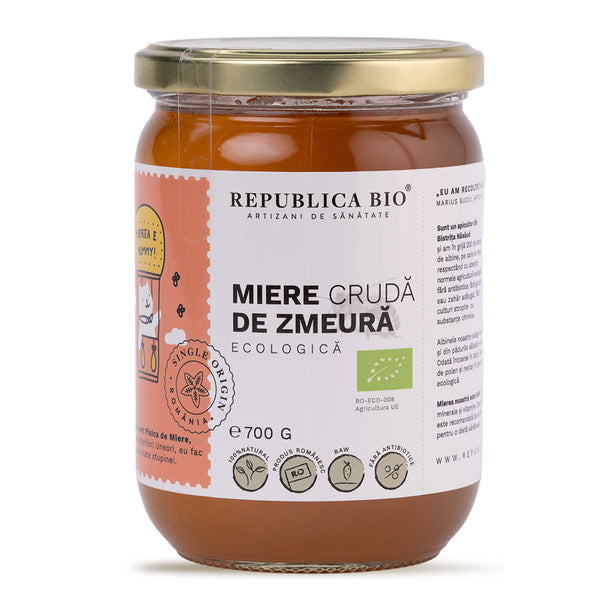 Miere de Zmeura ecologica cruda Republica BIO, 700 g