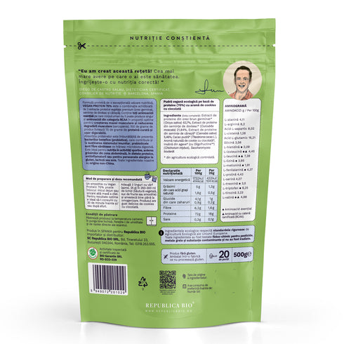 Vegan Protein 70% - Probiotic & Prebiotic Republica BIO, 500g, ecologic, gust cookie