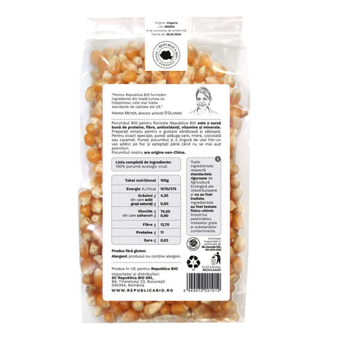 Popcorn Bio, Porumb pentru floricele FARA GLUTEN Republica BIO, 250g
