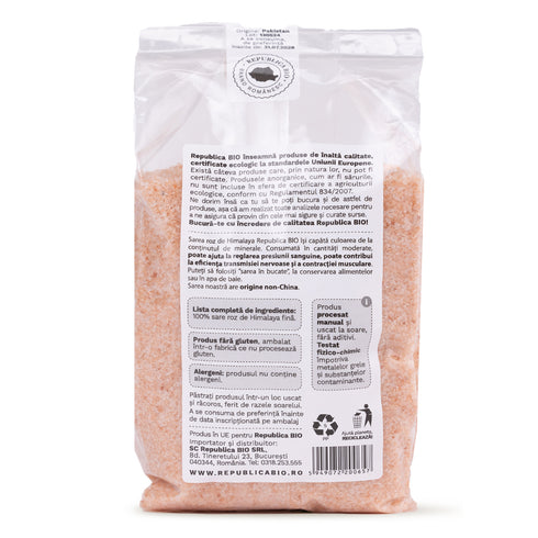 Sare roz de Himalaya FARA GLUTEN Republica BIO, fina, 500 g, natural,