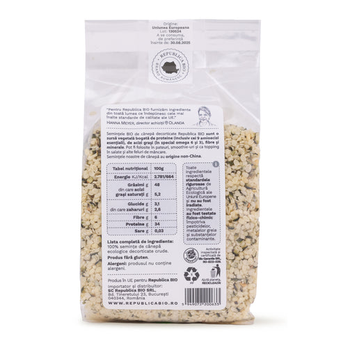 Seminte Bio de canepa decorticate FARA GLUTEN Republica BIO, 200g
