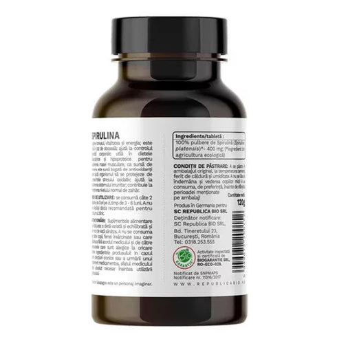 Spirulina Ecologica de Hawaii (400 mg) Republica BIO, 300 tablete (120 g)