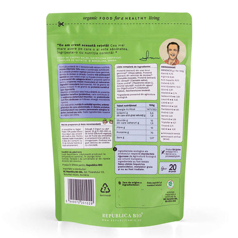 Vegan Protein 70% - Probiotic & Prebiotic Republica BIO, 500g, ecologic, gust cookie
