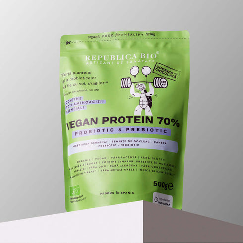 Vegan Protein 70% - Probiotic & Prebiotic Republica BIO, 500g, ecologic, gust cookie