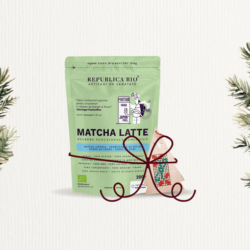 Matcha Magic pachet promotional (Matcha Latte + Bradut cusut manual), natural, 230g