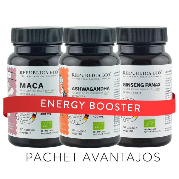 ENERGY booster, pachet promotional (Matcha + Ashwagandha), BIO, RAW, VEGAN