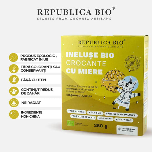Ineluse Bio crocante cu miere FARA GLUTEN Republica BIO, bio, 250 g