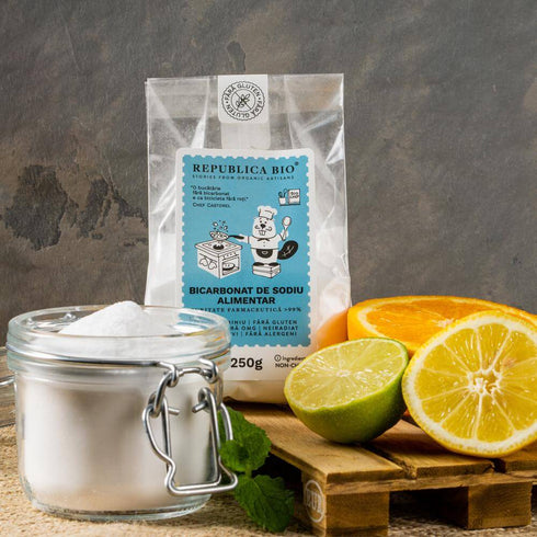Bicarbonat de sodiu alimentar FARA ALUMINIU, FARA GLUTEN Republica BIO, 250g, natural