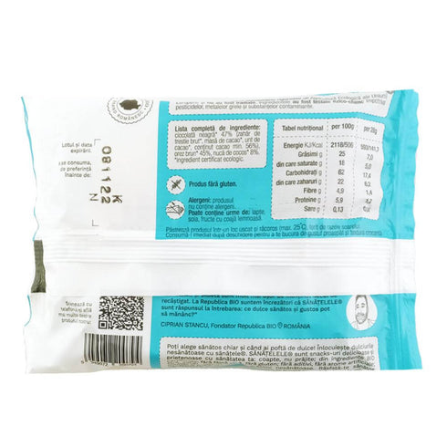 SANATELE BIO Ciocolata neagra si Cocos, ecologic, fara gluten, 28g