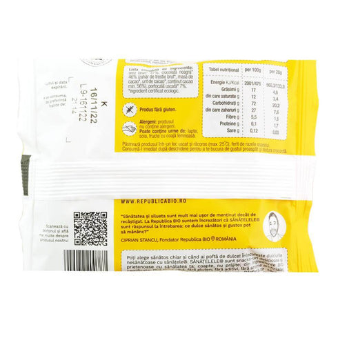 SANATELE BIO Ciocolata neagra si Portocala, ecologic, fara gluten, 28g