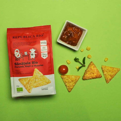 SANATELE BIO Porumb, Rosii si Busuioc, ecologic, fara gluten, 40g