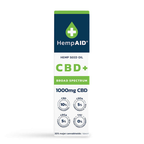 Ulei de canepa cu 1000mg CBD, 500mg CBDA, 500mg CBGA, broad spectrum, HempAID, natural, 10ml