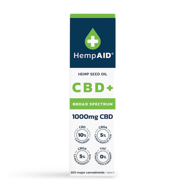 Ulei de canepa cu 1000mg CBD, 500mg CBDA, 500mg CBGA, broad spectrum, HempAID, natural, 10ml