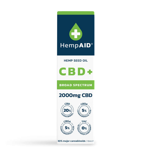 Ulei de canepa cu 2000mg CBD, 500mg CBDA, 500mg CBGA, broad spectrum, HempAID, natural, 10ml