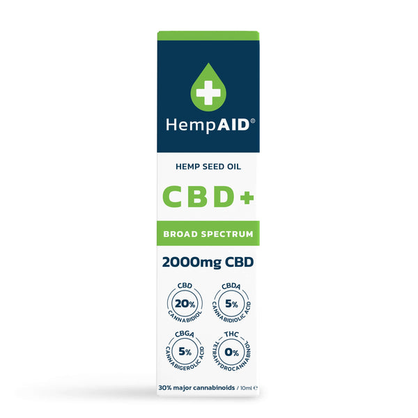 Ulei de canepa cu 2000mg CBD, 500mg CBDA, 500mg CBGA, broad spectrum, HempAID, natural, 10ml