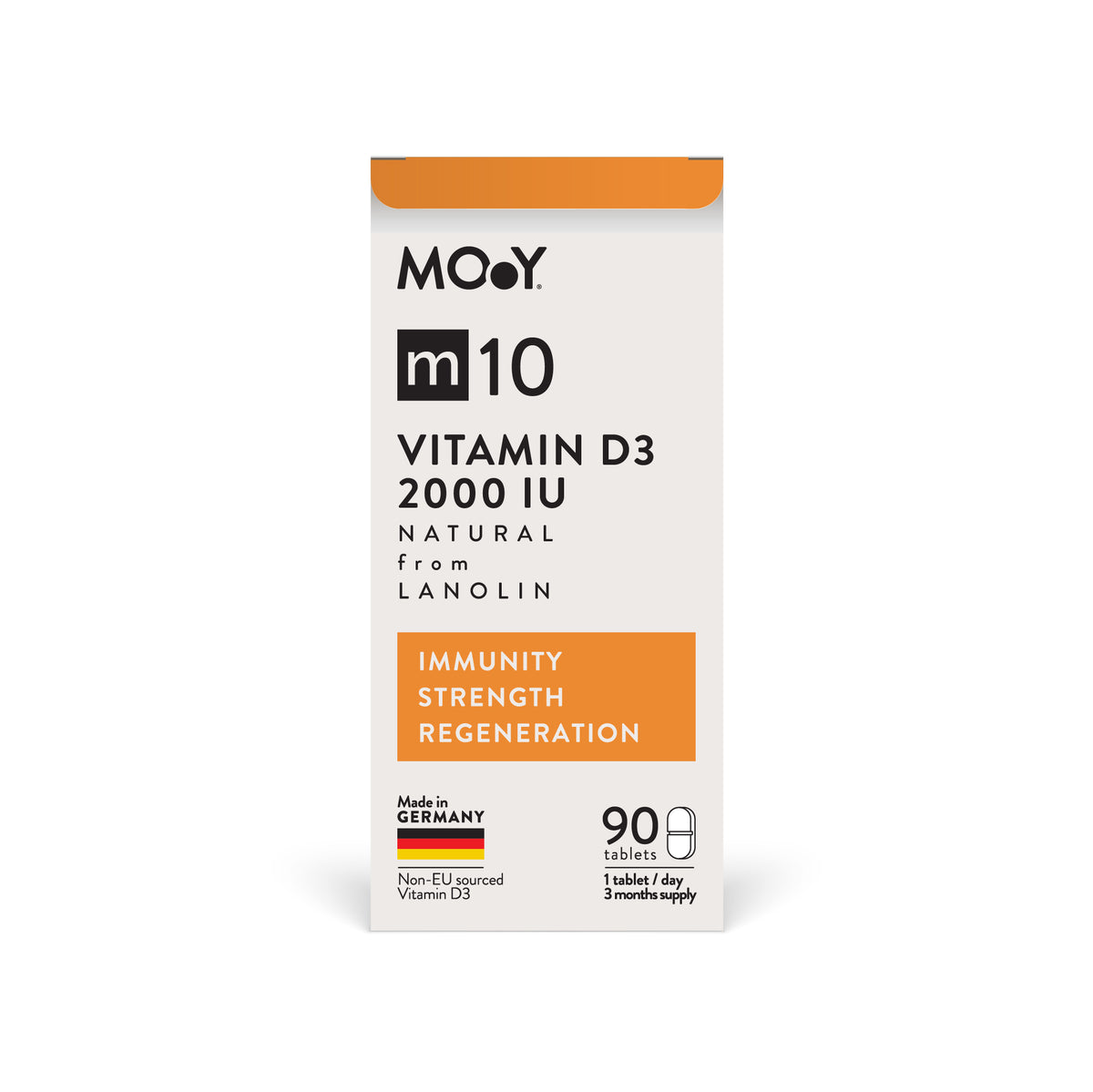 m10 Natural Vitamin D3 2000 IU from lanolin, 90 tablete, 45 g, Molecules of Youth, natural