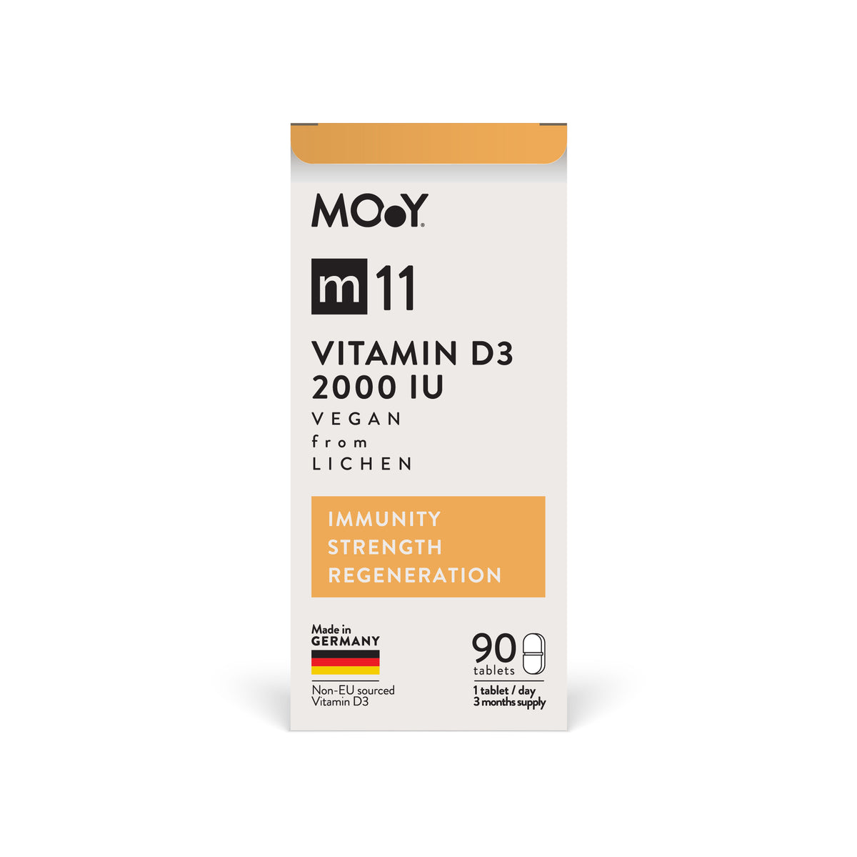 m11 Vegan Vitamin D3 2000 IU from lichen, 90 tablete, 45 g, Molecules of Youth, natural