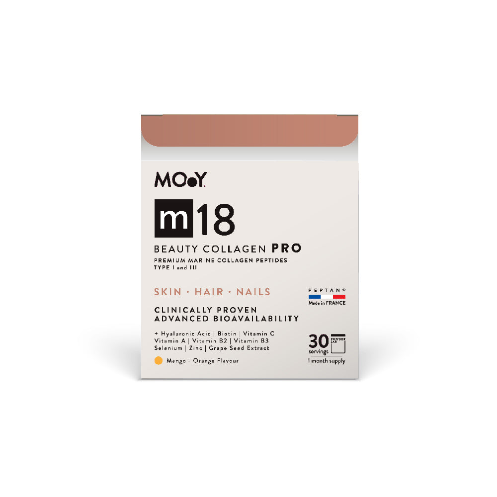 m18 PRO Colagen hidrolizat marin premium, dovedit clinic, beauty, 6.300mg tip I si III, aroma mango si portocale, 30 portii, 240 g, Molecules of Youth, natural - Default