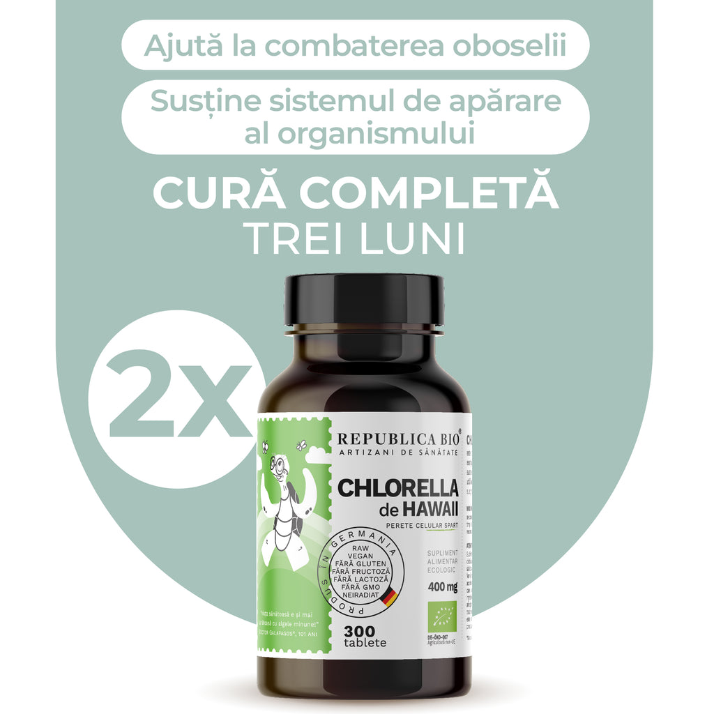 CHLORELLA BIO Complet, pachet promotional, cura completa pentru 100 de zile, BIO, RAW, VEGAN, ecologic