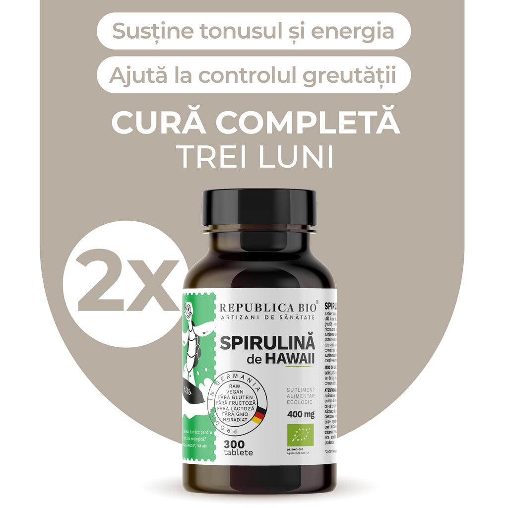 SPIRULINA BIO Complet, pachet promotional, cura completa pentru 100 de zile, BIO, RAW, VEGAN, ecologic