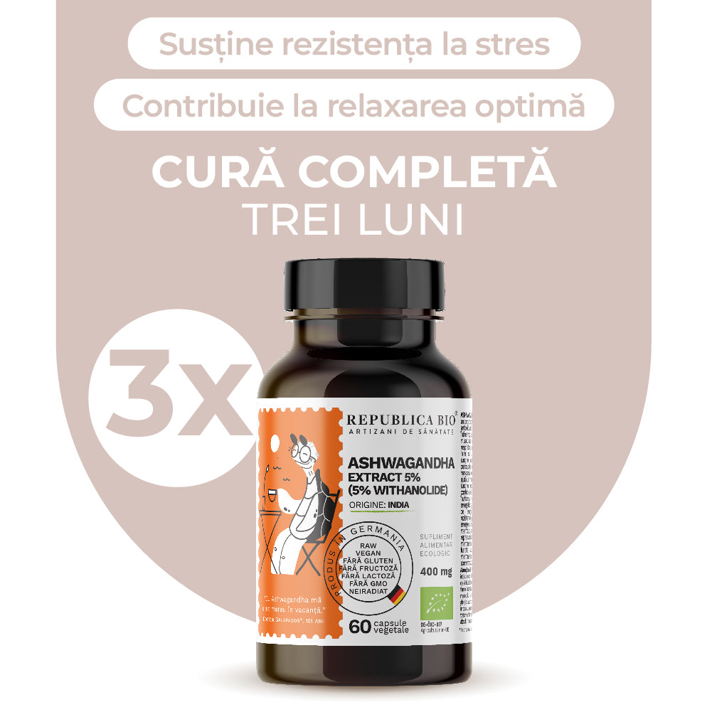ASHWAGANDHA BIO Complet, pachet promotional, cura completa pentru 3 luni, BIO, RAW, VEGAN, ecologic