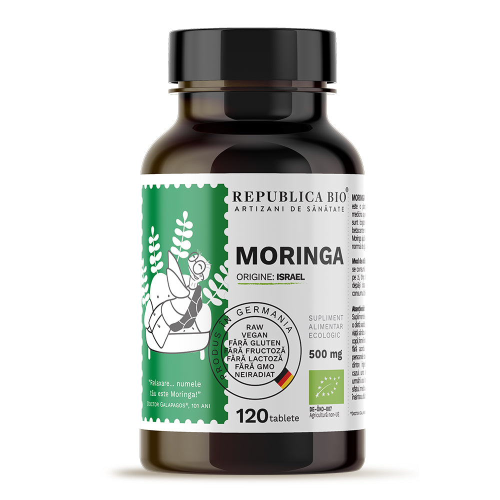 Moringa Ecologica din Israel (500 mg) Republica BIO, 120 tablete (60 g) - Default