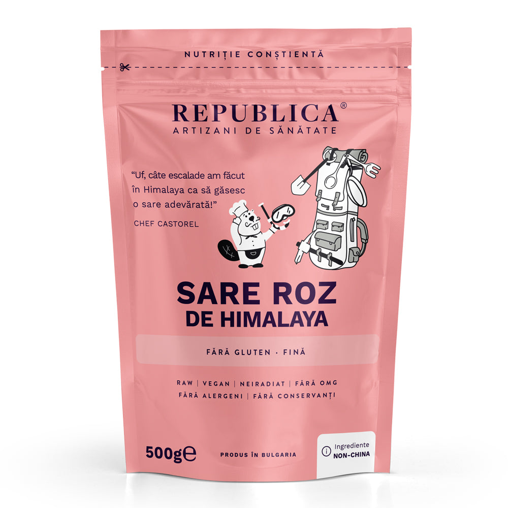 Sare roz de Himalaya FARA GLUTEN Republica BIO, fina, 500 g, natural,