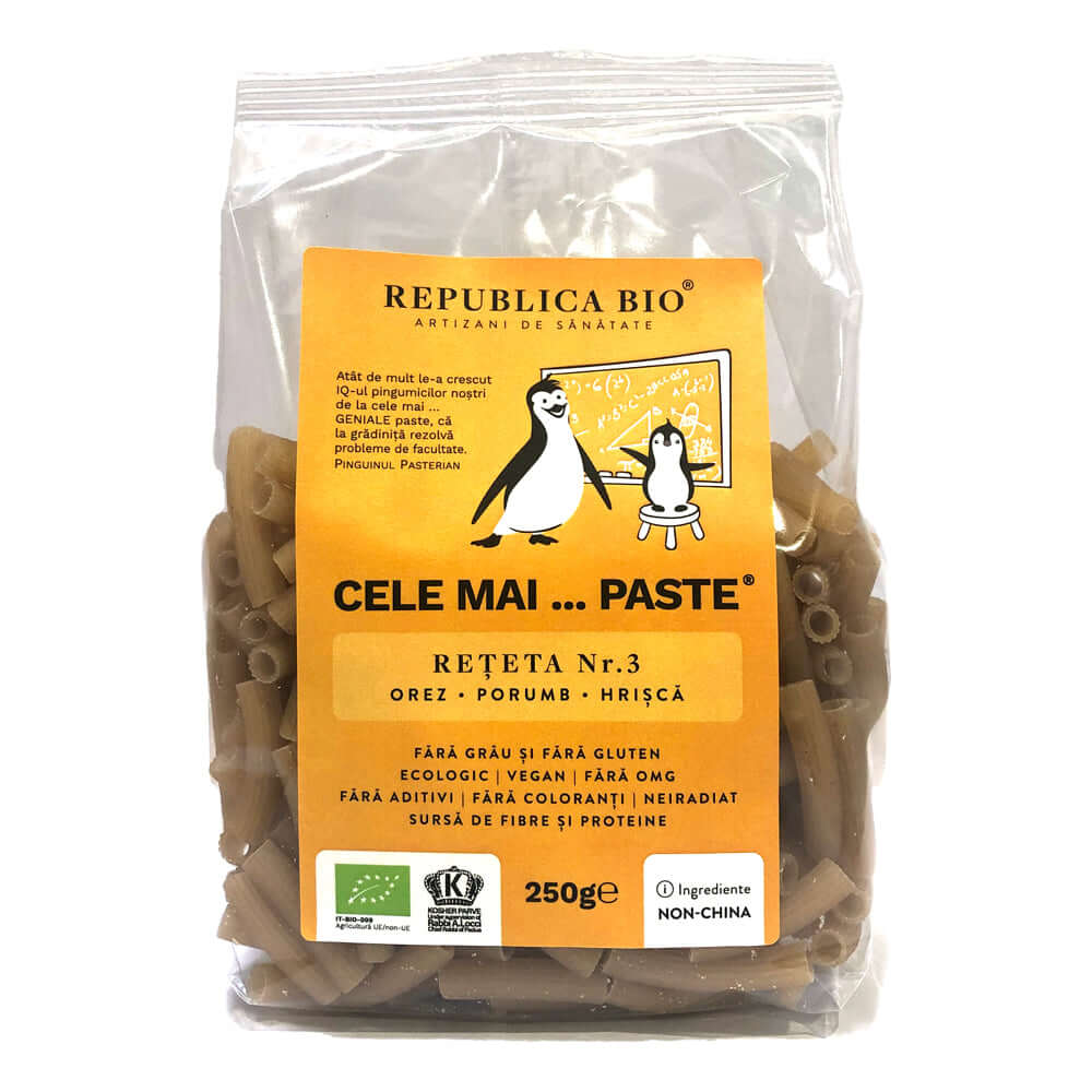 Cele mai…PASTE Reteta 3 Orez Porumb Hrisca, fara gluten, ecologic, Republica BIO, 250g