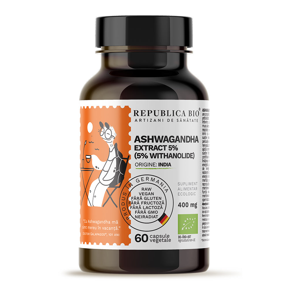 Ashwagandha Ecologica din India (400 mg) - extract 5% Republica BIO, 60 capsule (29,7 g) - Default