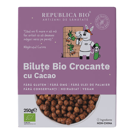 Bilute Bio crocante de ciocolata FARA GLUTEN Republica BIO, bio, 250 g