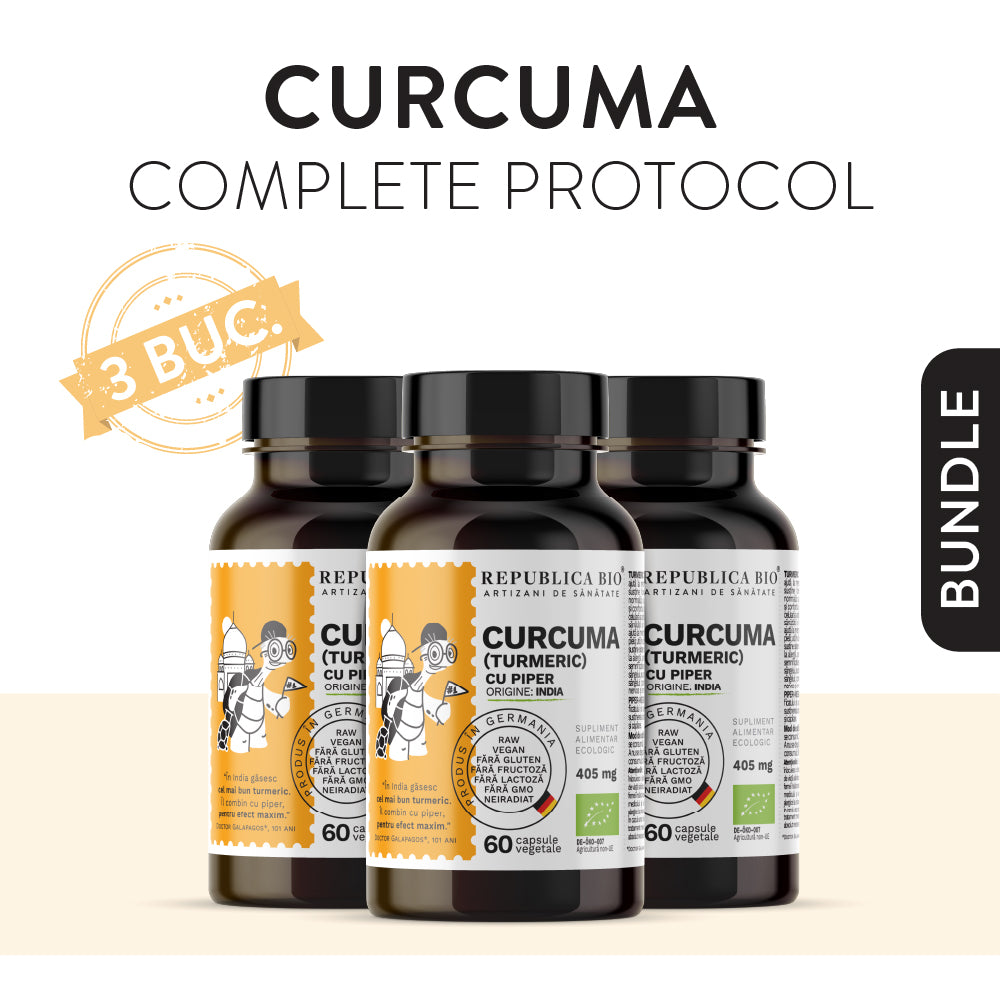 CURCUMA COMPLETE PROTOCOL, pachet promotional, cura completa pentru 3 luni, BIO, RAW, VEGAN, ecologic