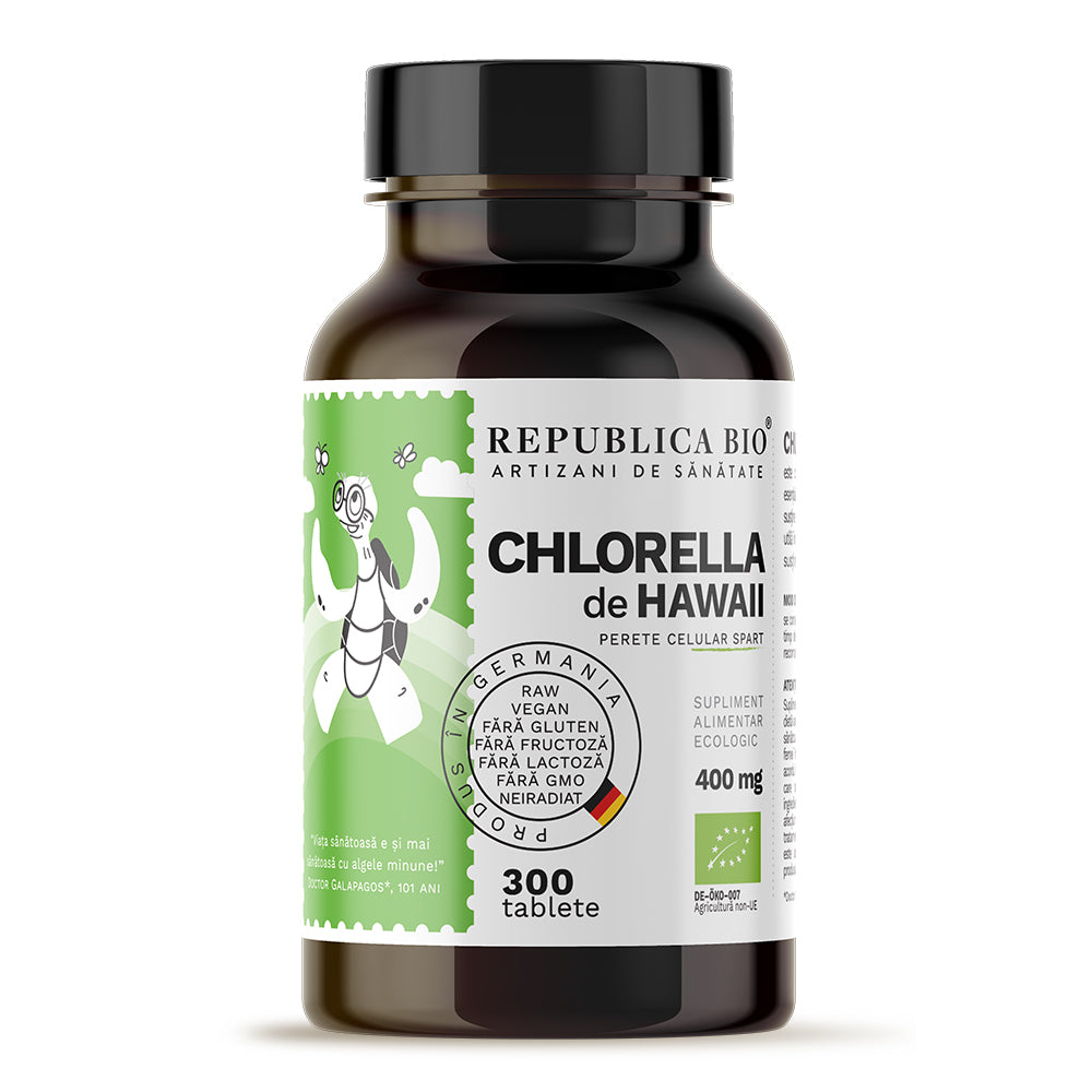 Chlorella bio de Hawaii (400 mg) Republica BIO, 300 tablete (120 g), ecologica - Default