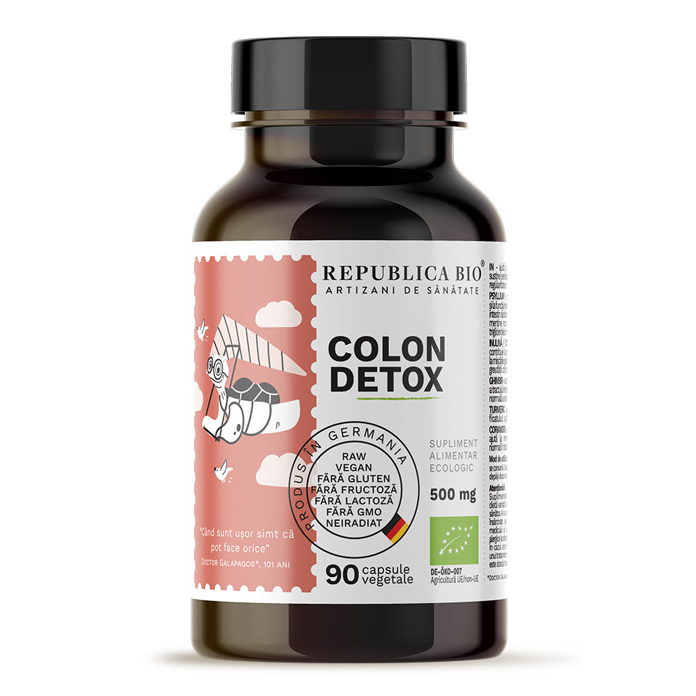 Colon Detox (500 mg) supliment alimentar Ecologic Republica BIO, 90 capsule (53,5 g) - Default