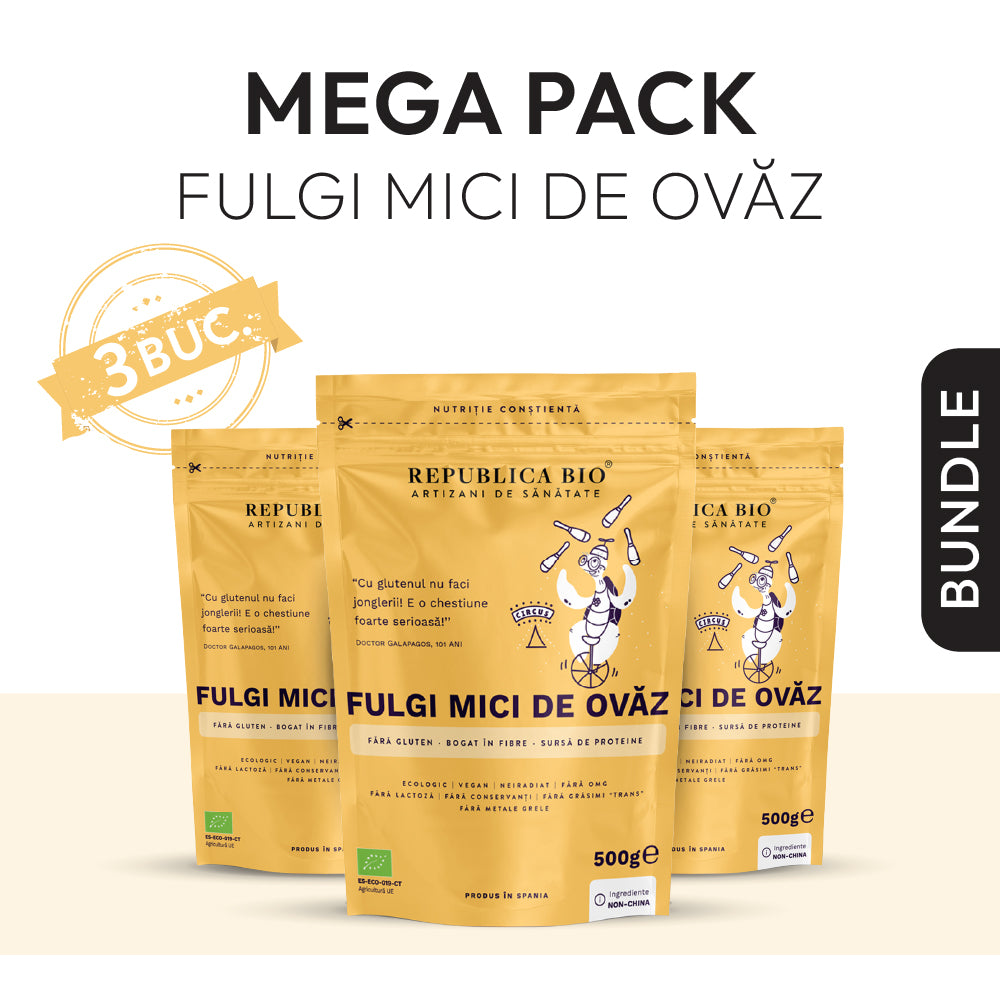 Mega Pack Fulgi mici de ovaz fara gluten ecologici Republica BIO, Pachet Promotional