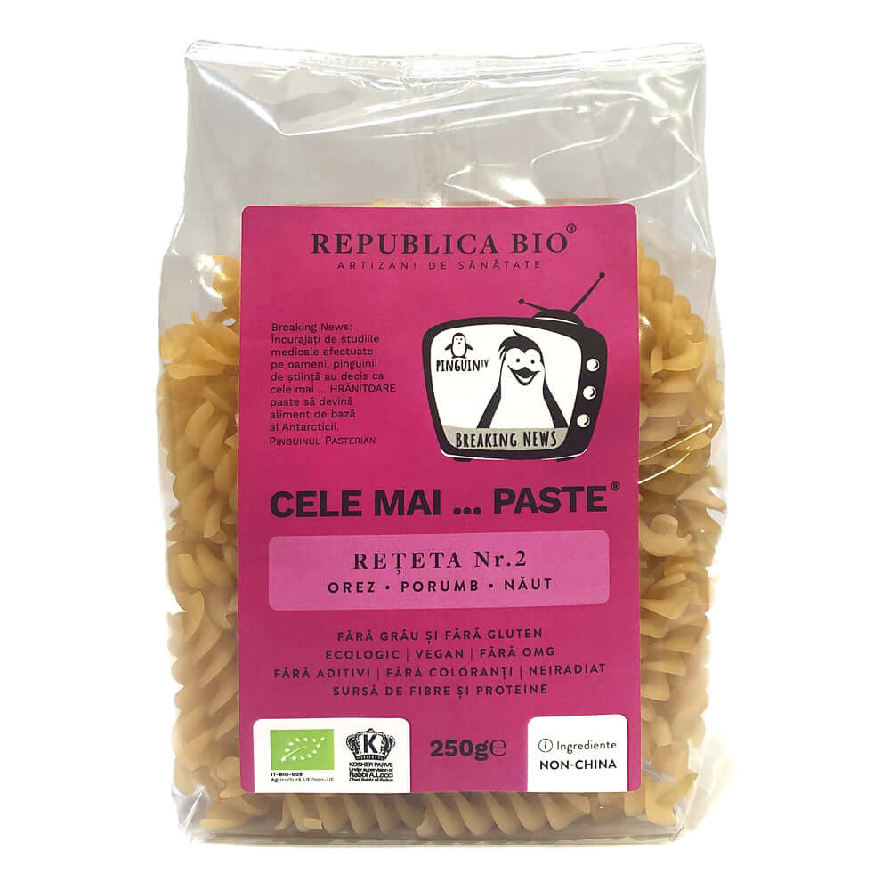 Cele mai…PASTE Reteta 2 Orez Porumb Naut, fara gluten, ecologic, Republica BIO, 250g - Default