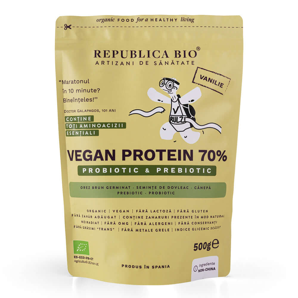 Vegan Protein 70% - Probiotic & Prebiotic Republica BIO, 500g, ecologic, gust vanilie - Default