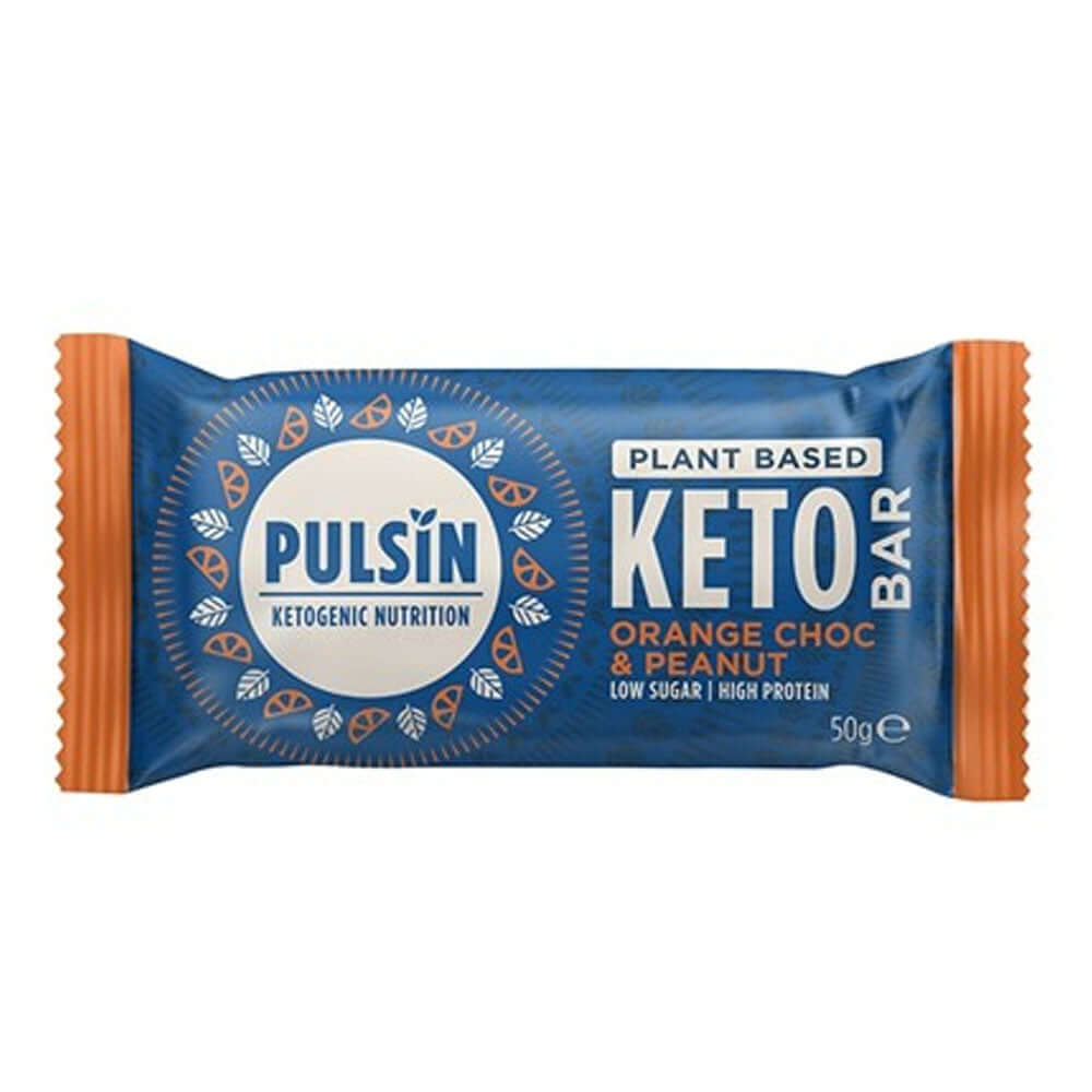 Baton proteic Keto cu ciocolata, portocale si arahide Pulsin, 50 g, natural